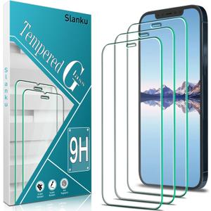Slanku [3 Pack for iPhone 12 Pro Max 6.7-inch Screen Protector, HD Tempered Glass Film, Anti Scratch, Bubble Free, Case Friendly [Transparent]
