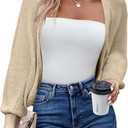 HOTOUCH Women's Cardigan Shrugs Long Batwing Sleeve Knitted Cropped Bolero Open Front Casual Elegant Cardigans for Dresses (Beige, S)