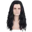 Black Male Wig Long Wavy Black Wig for Men Shoulder length Mens Wigs Heat Resistant Synthetic Unisex Cosplay Party Costume Daily Wear Wigs (Black)