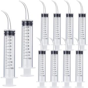 Wisdom Teeth Syringe, 10 Pack Irrigation Dental Syringes with Measure Scale & Curved Tip for Dental Care Liquid Oral Tonsil Stone