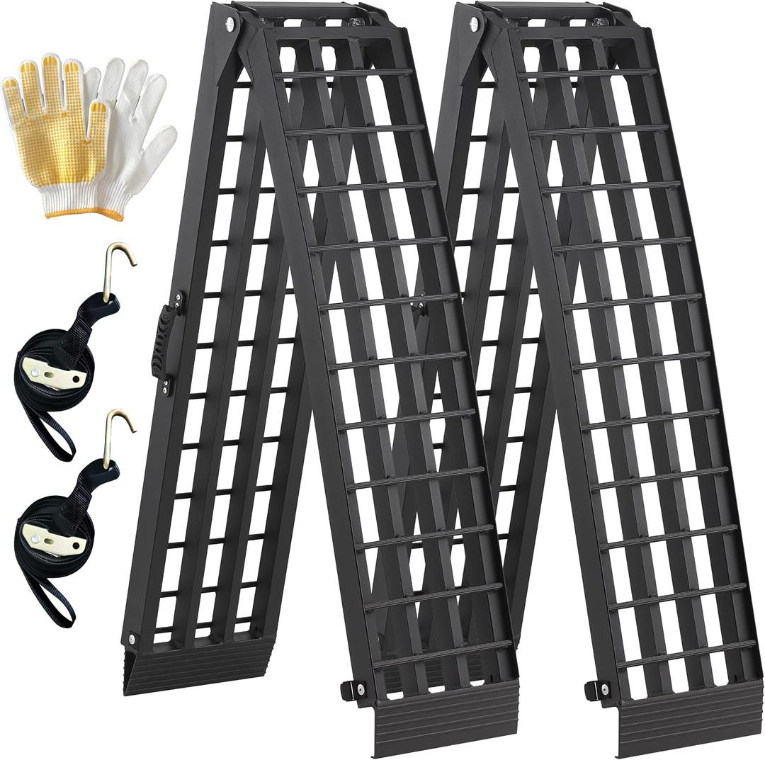 Truck Ramps 3000LBS Capacity - 2 Pcs 7.5ft Heavy Duty Loading Ramp, Folded Loading Ramps for Motorcycles, Dirt Bikes, UTVs, ATVs, Golf Cart, Garden Tractors, Black Aluminum Ramps