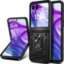 Designed for Motorola Razr 2024 Case [Not fit Razr Plus 2024], [16FT Military Grade Drop Tested] Full-Body Protective Magnetic Car Mount Ring Cover Case (Black)