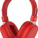 Kids Bluetooth Headphones, Over-Ear Wireless Headphones with Microphone, Safe-Volume 85dBA, Bluetooth 5.4, Foldable Lightweight and Comfortable, 50H Playtime, USB-C Charging, Red
