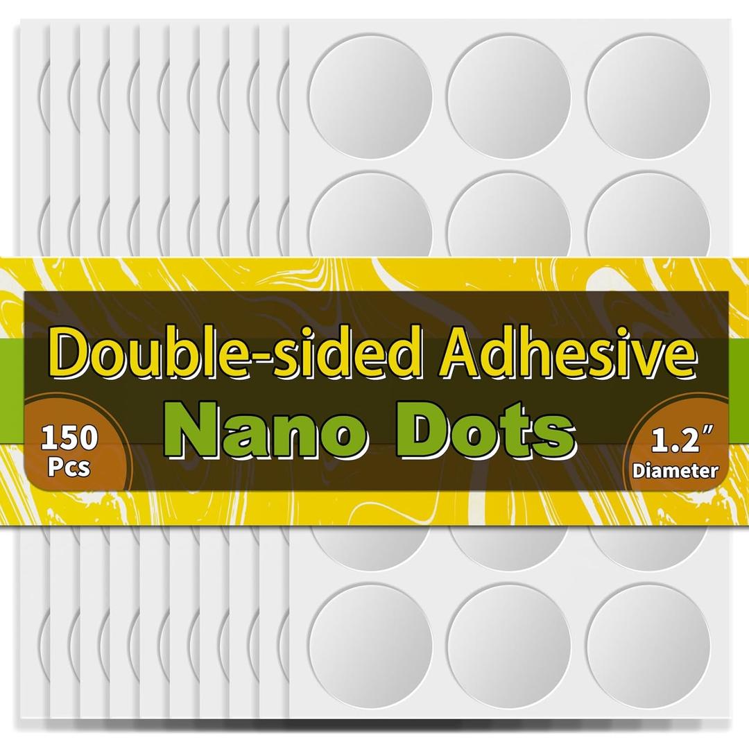 Piteno 150Pcs Double Sided Adhesive Dots, 1.2" Clear Removable Sticky Adhesive Mounting Putty, Waterproof No Trace Dots Adhesive Putty for Poster Picture Festival Decoration Museum (30mm)