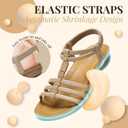 Littleplum Women Flat Sandals Arch Support Handmade Braided Gladiator Sandals Comfy Walking Beach Ankle Elastic Summer Shoes (Beige) 8