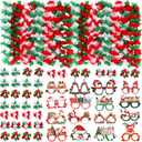 Atonofun 64 PCS Leis for Christmas Party Decorations- Leis Bulk, Red and Green Flower Lei for Adults Birthday Christmas Party Favors Supplies