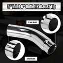 5 Inch Diesel Exhaust Elbow Tip, 5" Inlet to 6" Outlet, 23" Long Chrome Exhaust Pipe Elbow 2pcs 5'' Exhaust Clamps