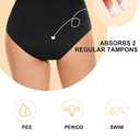 OVRUNS Period Swimwear Leakproof Bikini Brief Bottoms Waterproof Menstrual Swim Bottoms for Teens, Girls, Women (Black, L)