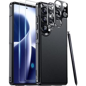 2 x Red2Fire for Samsung Galaxy S25 Ultra Case, [Military Grade Drop Protection] Heavy Duty Full Body Shockproof Protection Non-Slip Phone Case for S25 Ultra Case 6.9 inch Black