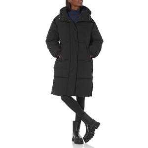 Amazon Essentials Women's Oversized Long Hooded Insulated Puffer Jacket (1X, Black)