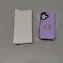 Folosu Compatible with iPhone 17 Case Wallet with Card Holder, 360°Rotation Finger Ring Holder Kickstand, RFID Blocking Leather Protective Double Buttons Shockproof Cover 6.3 Inch Purple