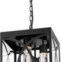 Outdoor Pendant Light Fixture, 3-Light Black Large Exterior Hanging Lantern with Clear Glass, Metal Outdoor Chandelier Porch Lighting for Front Porch Entrance