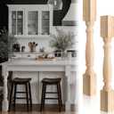 DoubleFill 2 Pcs Unfinished Kitchen Island Legs Farmhouse Solid Wood Table Legs Rubberwood Replacement Raised Panel Cabinet Column (35.4" H X 3.7" W X 3.7" D, Elegant Style)