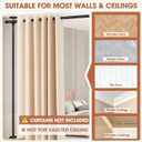 SUNALLY Room Divider No Drilling Curtain Rod Wall Divider for Room Separation, 4-10ft(H) 28-114inch(W) Adjustable, Heavy Duty Partition Space Separator Freestanding Tension Curtain Stand, Black