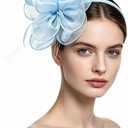 SAFERIN Women's Fascinators Feathers Tea Party Hat Veil Headband with Hair Clip for Cocktail Church