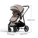 Mompush Wiz 2-in-1 Bassinet Stroller Reversible Seat, One-Hand Fold, Khaki
