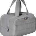 BAGSMART Travel Toiletry Bag, Lightweight Large Wide-open Travel Bag for Women, Puffy Cosmetic Makeup Bag Organizer with Handle for Accessories,Essentials, Toiletries, Grey