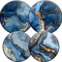 Round Stove Burner Covers For Electric Stove,Fluid Blue Gold Marble Print Gas Stove Burner Covers Set Of 4, 8 Inches And 10 Inches Cooktop Decorative Stove Top Covers