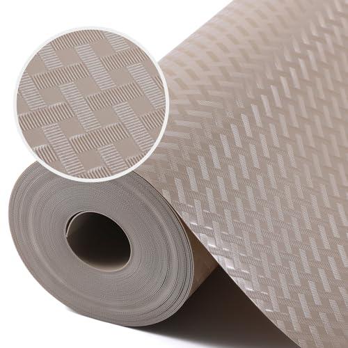 Shelf Liners for Kitchen Cabinets, Waterproof and Oil-Proof Kitchen Cupboard Liner, Refrigerator Liners and Plastic Drawer Mats EVA Non Adhesive Shelves, Fridge - Beige 17.5 x 393.7 Inches