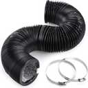 Cenipar Flexible 4 Inch Air Aluminum Ducting Vent Hose Black Thick Layer Non-Insulated(10 feet) with 2 Clamps Used in Air Duct Fan Systems