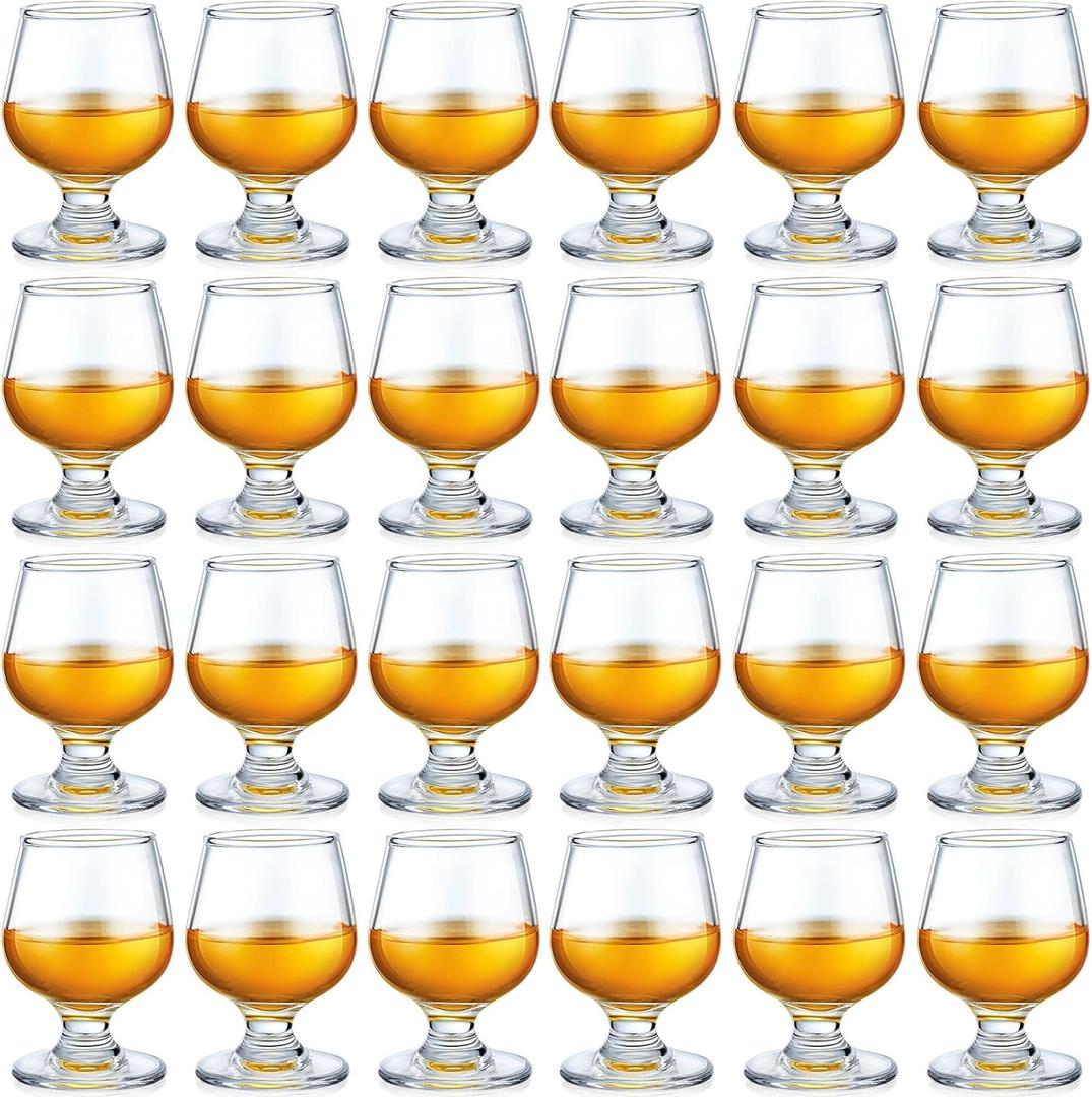 Qunclay 24 Pcs Shot Glasses Cute Cognac Snifter Small Brandy Snifter for Tasting Brandy Drinking Port Glasses for Whiskey Wine Beer (3.5oz)