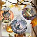 Stained Glass Christmas Ornaments - Tree Decorations - Gift Exchange Ideas - Witch Black Cat Design