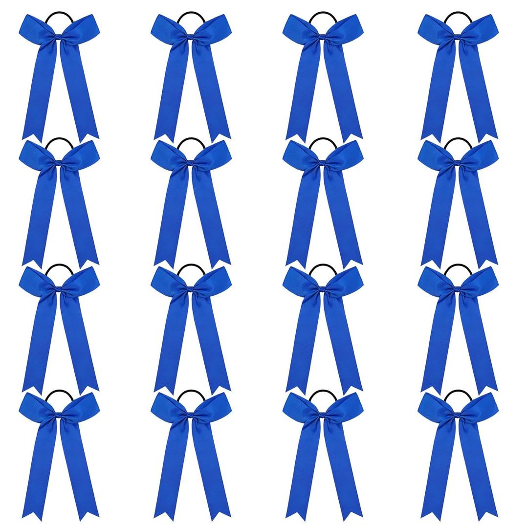 DEEKA Royal Blue 16 PCS Collegiate Style Cheer Bows - Handmade Bows for Girls Teens Softball Cheerleader Sports (5.5 x 9 Inch(Pack of 16))