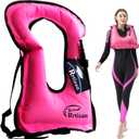 Rrtizan Snorkel Vest, Adults Portable Inflatable Swim Vest Jackets for Snorkeling Swimming Diving Safety (New Pink)
