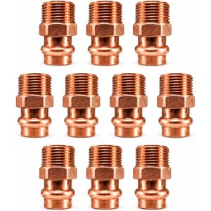 EZ-FLUID 1" MIP x Press LF Copper Press Male Adapter Pressure Copper Fitting Male NPT x Press Pro Press Connection for Residential,Commercial Plumbing.(10)