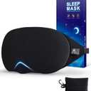 Mavogel Cotton Sleep Eye Mask  Updated Design Light Blocking with Adjustable Nose Bridge, Soft and Comfortable Night Eye Mask for Men Women, Eye Blinder for Shift Work, Includes Travel Pouch, Black
