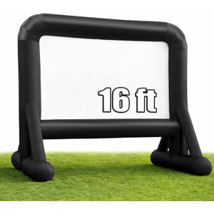 16 FT Inflatable Projector Screen for Outdoor Movies - Easy Setup Blow-Up Screen with Quiet Fan for Outdoor Movie Nights, Backyard Events, and Parties (Dual Support)