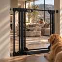 Clear Acrylic Baby Gate, 30.7" Tall, 29.5-37.8" Wide, Black