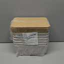 Ohmlove Plastic Storage Baskets With Bamboo Lid - Plastic Storage Containers Stackable Storage bins: Storage Baskets for Organizing Shelves Drawers Desktop Closet Playroom Classroom Office, 6 Pack (Cream White)