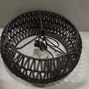 Black Boho Hanging Light Fixture Rattan Chandeliers Drum Pendant Lights for Dinning Room Wicker Chandelier Ceiling Hanging Light Basket Woven Chandelier for Bedroom Hallway Entrance Kitchen Island, 15.7 Inches