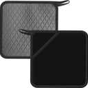 Advanced Black 2PCS Square Silicone Anti-scalding pad (7.1 * 7.1 inches), Insulation pad for Tea, Barbecue and Cooking