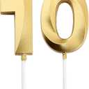 10th Birthday Candles,Gold Number 10 Cake Topper for Birthday Decorations Party Decoration