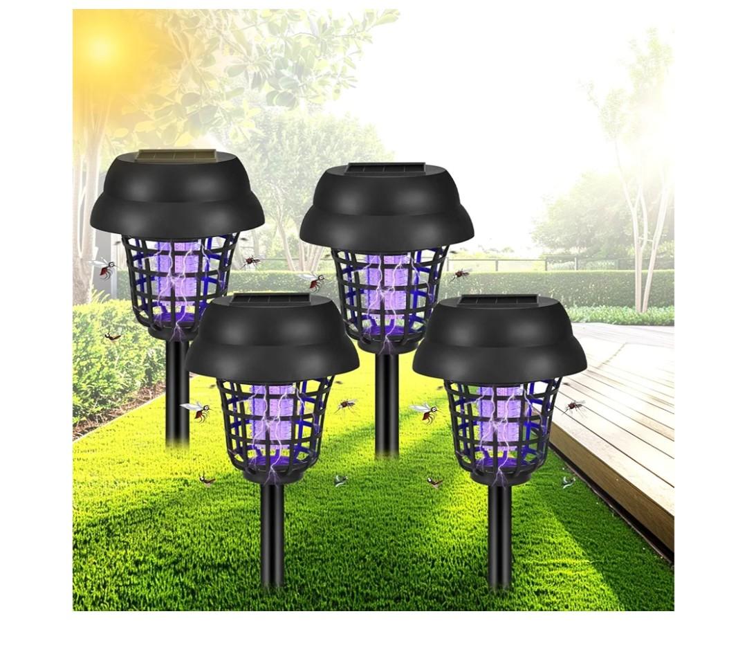 2026 New Solar Mosquito Zapper Outdoor Bug Zapper Killer for Gnats, Flies, Insects, Waterproof Mosquito Trap Bug Lights for Yard, Patio, Garden, Farm,4 Pack