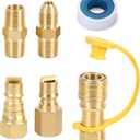 ATKKE 3/8 Inch Natural Gas Quick Connect Fittings Kit, LP Propane Gas Hose Quick Disconnect Assembly Set for Low Pressure Propane/Natural Gas Systems, 6 Pieces
