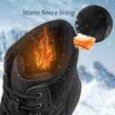 kufeiti Waterproof Ankle Boots for Women Non Slip Black Combat Boots Fall Winter Snow Lace Up Hiking Booties (6)