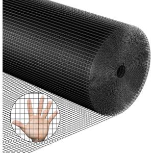 Black Hardware Cloth 48''x50' 1/2 Inch 19 Gauge Vinyl Coated Welded Wire Mesh Roll PVC Hardware Cloth Chicken Wire Fencing for Garden Fence and Home Improvement Project