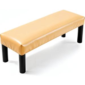 uxcell Waterproof Dining Bench Cover, Stretch PU Leather Rectangular Bench Seat Protector Slipcover 39.4"-47.2" for Piano Benches Kitchen Dining Room Chairs, Yellow