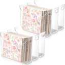 6 Pack Scrapbook Paper Storage with Handle Clear Vinyl Sheets Storage Bins Organizer Plastic Scrapbook Paper Holder for 12x12 Inch Craft Papers Book Cardstock Files Magazines Documents