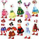 10 Set Desk Goose Outfits 7 Inch, Holiday Mini Goose Outfit Felt Clothes