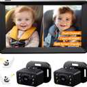 Baby Car Camera for 2 Kids - 7 Inch HD1080P Split Screen Baby Monitor with Dual Backseat Camera 150° Wide View & 360° Rotatable, Night Vision Easy Install, Rear-Facing Baby Car Mirror