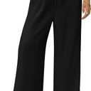 PRETTYGARDEN Summer Wide Leg Linen Pants Women with Pockets High Waist Drawstring Loose Casual Palazzo Lounge Pants Women (Small, Black)