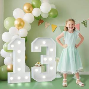 2.3FT 13 Marquee Numbers, 13 Light up Numbers 13th Birthday Decorations for Birthday Party Anniversary Backdrop