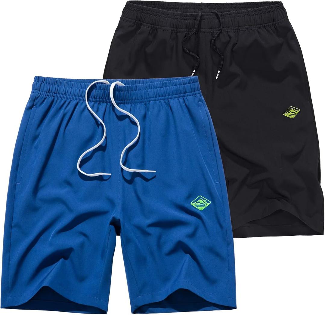 Vcansion 2 Pack Men's Outdoor Lightweight Hiking Shorts Quick Dry Sports Casual Running Shorts with Pockets (XXXL)