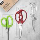 2 x Heavy Duty Kitchen Shear with Bonus MultiPurpose and Herb Scissors 420 Stainless Steel for Chicken, Meat, Fish and Poultry Gift Set with Kitchen Shears for Food and Herbs Scissors by Kiture (Large Silver Set)