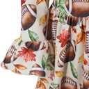 Girls Long Sleeve Ruffled Dresses for Toddlers and Kids (12 Months, Fall Football)