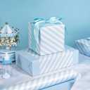 WRAPAHOLIC 30 Inch Reversible Baby Blue Wrapping Paper - Baby Blue and Stripes Wrapping Paper for Birthday, Holiday, Wedding, Baby Shower - 30 inch x 33 feet, 1 Count